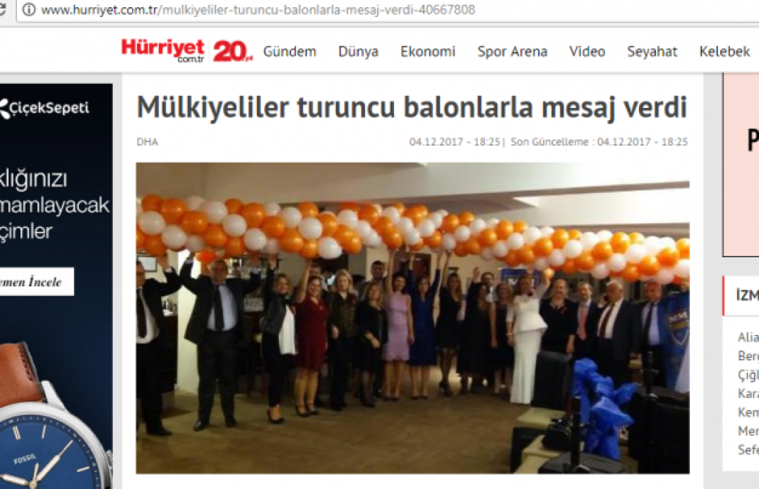 Mülkiyeliler turuncu balonlarla mesaj verdi